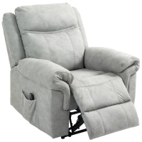 HOMCOM Manual Recliner Chair with Vibration Massage, Side Pockets, Microfibre Reclining Chair for Living Room, Grey(m-2)
