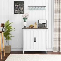 HOMCOM Kitchen Sideboard, Modern Storage Cabinet with Beadboard Doors and Adjustable Shelf for Dining Room, White(m-1)
