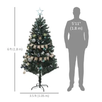 HOMCOM 6ft Artificial Prelit Christmas Tree with 150 Warm White LED Lights, Xmas Tree for Home Office Holiday(m-3)