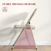 HOMCOM Set of 4 Metal Foldable Chairs, Linen Fabric Padded Folding Chairs with Cushion Seat and Open Back for Indoor, Beige(m-5)