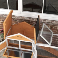 PawHut 65" Wooden Rabbit Hutch, Pet Playpen with Openable Roof, Storage Box, for Rabbits and Small Animals, Yellow(m-10)