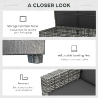 Outsunny Patio Furniture Set, Cushions, Sofa, Loveseat, Fire Pit Table, Gray(m-7)
