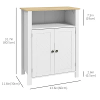 kleankin Bathroom Floor Storage Cabinet, Freestanding Bathroom Cabinet with Flat Doors, Open Shelf and Adjustable Shelf, White(m-3)