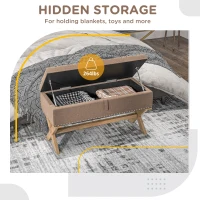 HOMCOM Upholstered Bedroom Bench, End of Bed Bench, Ottoman with Wood Legs, 35.75"W x 16.25"D x 19.75"H, Brown(m-6)