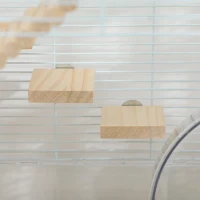 PawHut Wooden Hamster Cage, Gerbil Cage with Deep Bottom, Exercise Wheel, Food Dish, White(m-8)