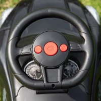 Aosom Kids Ride On Push Car, Foot-to-Floor Walking Sliding Toy Car for Toddler with Working Horn, Music, Headlights and Storage, Black(m-9)