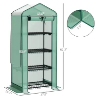 Outsunny Mini Greenhouse with Screen Roof, 4 Tier Portable Small Greenhouse with High Strength PE Cover, Green(m-3)
