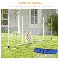 PawHut 2pc Dog Agility Training Equipment Set with Spray Water Tube, White(m-6)