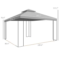 Outsunny 10x12 Gazebo with Shelves, Double Roof, and Netting for Outdoor Use, Perfect for Family Gatherings, Gray(m-3)