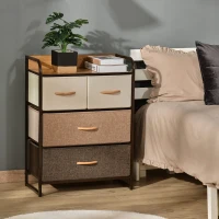 HOMCOM 4-Drawer Dresser, 3-Tier Storage Tower with Steel Frame for Bedroom, Nursery Room, Multicolored(m-10)