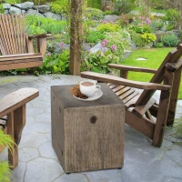 HOMCOM Concrete End Table Rustic Side Table with Wood Grain Finish for Indoors and Outdoors Gray(m-7)