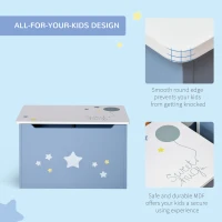 Qaba Kids Toy Storage Box, Organizer Chest with Gas Stay Bar Seating Bench, Blue(m-4)