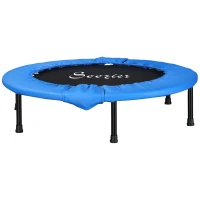 Soozier Φ40" Mini Fitness Trampoline Home Gym Yoga Exercise Rebounder Indoor Outdoor Jumper with Safety Pad, Blue and Black(m-11)