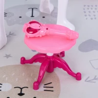 Qaba Infrared Remote Control Kids Vanity Set, Girls Pretend Dressing Table Set with Magic Wand, Music, Lightening, Cosmetic Mirror, Hair Dryer and Makeup Accessories(m-9)