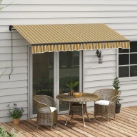 Outsunny 10' x 8' Retractable Awning, 280 GSM UV Resistant Sunshade Shelter for Deck, Balcony, Yard, Amber and Dark Grey(m-8)