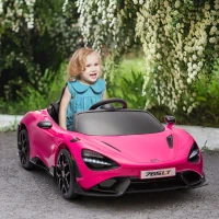 Qaba McLaren 765LT Licensed 12V Kids Electric Car w/ Scissor Doors, Transport Wheels, Remote, Slow Start, Music Horn Pink(m-8)