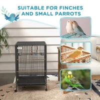 Pawhut Metal Bird Cage with Stand for Parrots, Lovebirds, Finches, Gray(m-8)