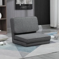 HOMCOM Convertible Flip Chair, Folding Upholstered Floor Sofa, Adjustable Guest Chaise Lounge, Dorm Bed with Metal Frame for Living Room and Bedroom, Dark Gray(m-2)