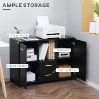 Vinsetto Multifunction Office Filing Cabinet Printer Stand with 2 Drawers, 2 Shelves, & Smooth Counter Surface, Black(m-4)