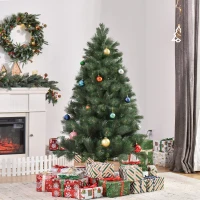 HOMCOM 5FT Artificial Pop-Up Christmas Tree Holiday Home Decoration, Green for Party(m-1)