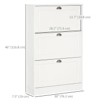 HOMCOM Shoe Cabinet with 3 Flip Drawers, Narrow Shoe Storage Cabinet, Holds 12 Pairs for Entryway, Hallway, White(m-3)