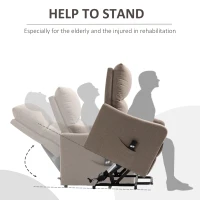 HOMCOM Electric Lift Recliner Chair Rising Power Chaise Lounge Fabric Sofa with Remote Control & Side Pocket for Living Room, Brown(m-6)