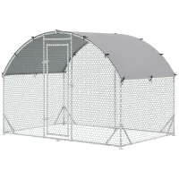 PawHut Large Chicken Coop Metal Chicken Run with Waterproof and Anti-UV Cover, Dome Shaped Walk-in Fence Cage Hen House for Outdoor and Yard Farm Use, 1" Tube Diameter, 9.2' x 6.2' x 6.5'(m-11)