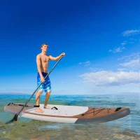Soozier Inflatable Stand Up Paddle Board Ultra-Light Yoga SUP with Non-Slip Deck Pad, Premium Accessories, Waterproof Bag, Safety Leash and Hand Pump for Surfing, Touring and Fishing, Brown(m-2)