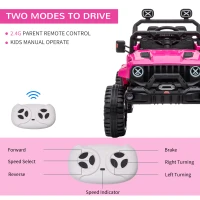 Aosom 12V Kids Ride on Car with Remote Control, Battery-Operated Ride on Toy with Spring Suspension, Led Lights, Music, Horn, 3 Speeds, USB, MP3, Pink(m-6)