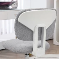 Vinsetto Cute Armless Office Chair, Teddy Fleece Fabric Computer Desk Chair, Vanity Task Chair with Adjustable Height, Swivel Wheels, Mid Back, Light Gray(m-9)