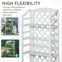Outsunny Wooden Rustic 4-Tier Foldable Plant Stand with Adjustable Slatted Shelves Indoor & Outdoor Display Rack Plant Pot Organizer White 67 x 33 x 123 cm(m-4)