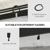 Outsunny Gazebo Replacement Sidewalls 4-Panel Privacy Wall for 10' x 12' Canopy, Outdoor Shelter Curtains Accessories Light Grey(m-6)