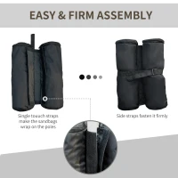 Outsunny 33lbs Canopy Weights Bags for Stability, Sandbag Anchor for Gazebo, Pop Up Tent Canopy, Canopies, Set of 4 - Black(m-5)