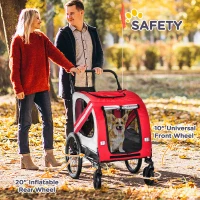 Aosom 2-in-1 Pet Bike Trailer for Small Dogs, Road-Visibility Dog Stroller Bicycle Carrier, Weather-Strong Bike Wagon Trailer Sidecar Attachment, Red(m-8)