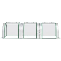 Outsunny 10' x 3' x 2.5' Portable Mini Tunnel Greenhouse with 3 Zipped Doors, Easy Assembly, Clear(m-9)
