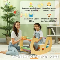 Qaba 2 in 1 Wooden Arch Ladder Baby Rocker for Toddlers 18-48 Months(m-7)