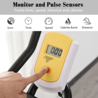 Soozier Stationary Exercise Bike, Indoor Cardio Workout Cycling Bike with with Belt Drive Adjustable Resistance, Seat, Handlebar w/ LCD Display for Home Gym(m-6)