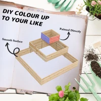 Outsunny Outdoor Elevated Planter Box, 3-Tier Wooden Raised Garden Bed for Vegetables, Flowers and Herbs, 43.3" x 43.3" x 20.1"(m-5)
