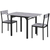 HOMCOM Foldable Dining Table Set for 2, Drop-Leaf Kitchen Table with 2 Chairs for Apartments, Studios, Natural Drop-leaf Dining Table Set Includes 2 Chairs(m-2)