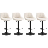 HOMCOM Modern Bar Stools, Swivel Bar Height Barstools Chairs with Adjustable Height, Round Heavy Metal Base, and Footrest, Set of 4, Cream White(m-11)