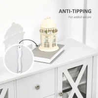 HOMCOM Modern Sideboard, Glass Door Buffet Cabinet with Storage Drawers and Adjustable Shelves, Console Table for Living Room, Kitchen, Entryway, White(m-9)