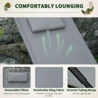 Outsunny Rocking Chair, Zero Gravity Patio Chaise Sun Lounger, Outdoor Rocker, UV Water Resistant, Pillow for Sunbathing, Lawn, Garden or Pool, Gray(m-6)