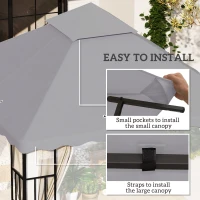 Outsunny 10' x 10' Gazebo Replacement Canopy Cover, 2 Tier Gazebo Roof Replacement TOP ONLY, Light Grey(m-5)