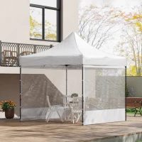 Outsunny 10' x 10' Pop Up Canopy Tent Gazebo with Wheeled Carry Bag and Sides, Height Adjustable for Outdoor, Patio, Garden(m-1)
