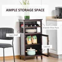 HOMCOM Wine Cabinet with 4 Bottle Wine Rack, Open Shelf, Acrylic Door Cabinet with Adjustable Shelf, Espresso(m-4)