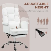 HOMCOM Executive Office Chair with Footrest and Lumbar Support, PU Leather Desk Chair, Ergonomic, Reclining and Swivel, White(m-7)
