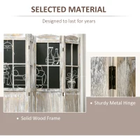 HOMCOM 4 Panel Room Divider, 5.6' Tall Farmhouse Style Folding Indoor Portable Wood Privacy Screen with Black Boards, Hinged Freestanding Partition Wall Dividers for Home Office, Natural(m-5)