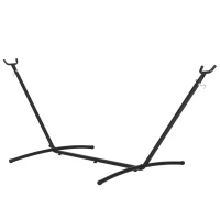 Outsunny 9.2'L Adjustable Hammock Stand Only, Heavy Duty Universal Garden Outdoor Camping Picnic Sun Bed Swing Metal Frame w/ Six Holes to Adjust, Black(m-11)