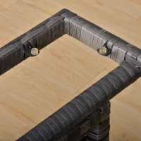 Outsunny 6pcs Outdoor Rattan Sofa Set Garden Wicker Sectional Couch Furniture Set with Dining Table and Chair Dark Grey(m-10)