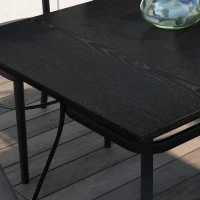 Outsunny Rectangle Patio Dining Table for 6 People with Steel Legs, Metal Tabletop for Garden, Backyard, Lawn, Balcony, Black(m-10)